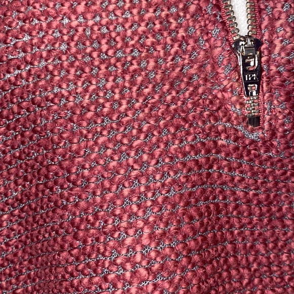 Vintage Havana Textured Raspberry and Charcoal Zip Neck Top - Picture 4 of 14